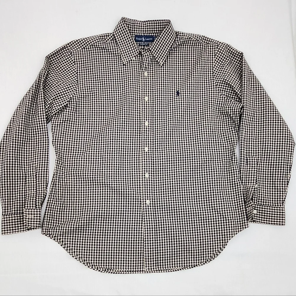 Polo Ralph Lauren Classic Fit Navy / Cream Button Down Dress Shirt. XL